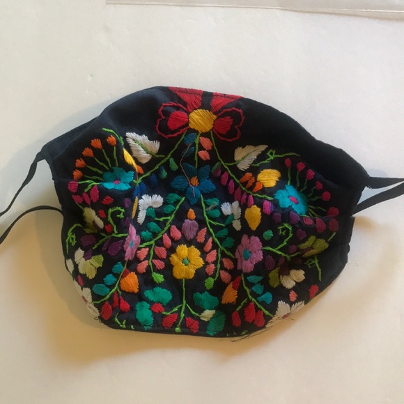 None Accessories - 🌼🆕🇺🇸😷EMBROIDERED BLACK Handmade Face Mask